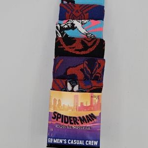 6 pair MARVEL COMICS Spiderman Across the spiderverse CREW SOCKS